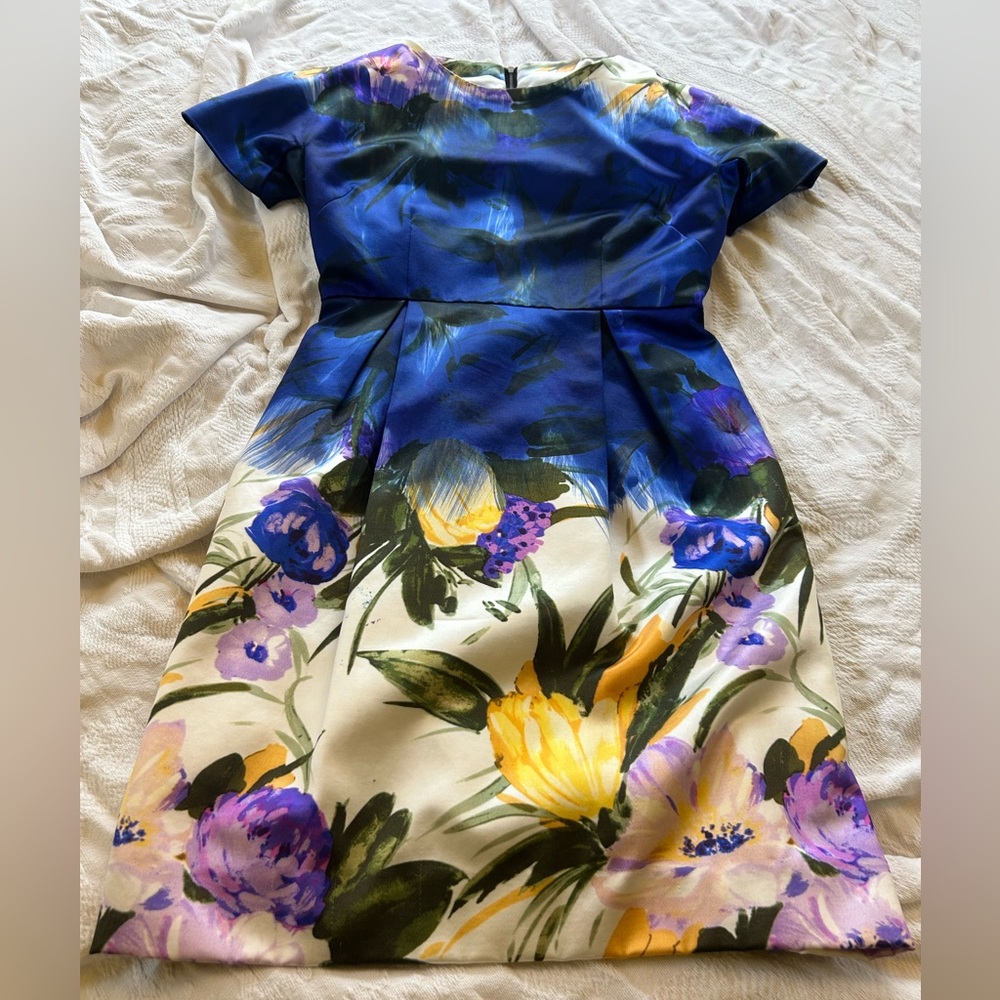 Dries Von Noten cap sleeve silk/cotton blend floral dress. Size 42